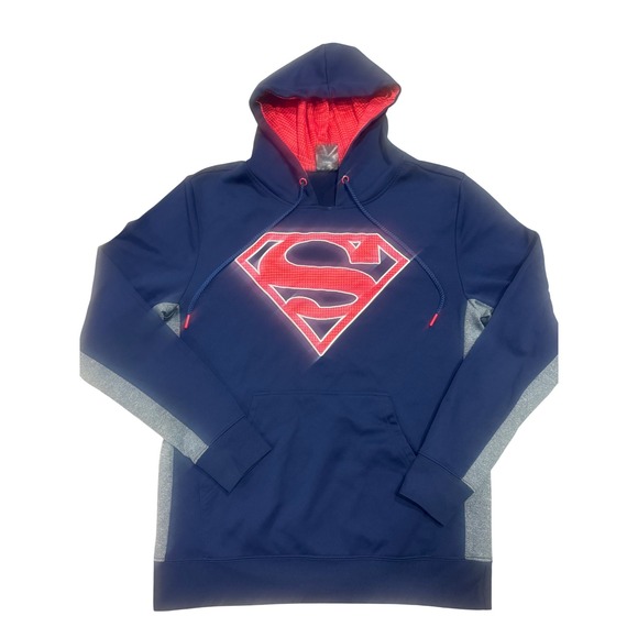 DC Comics Other - Superman DC Comics Performance Hoodie Navy Blue Gray Red Shield Logo‎ Mens Large